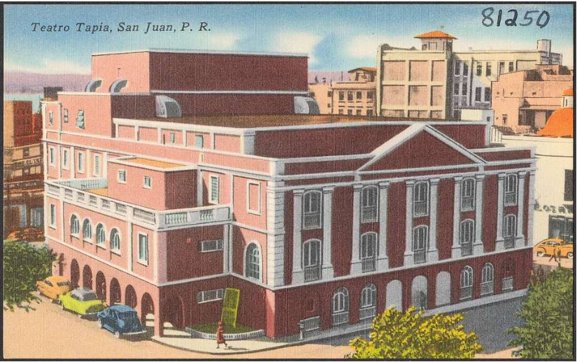 A postcard of the haunted Teatro Tapia theater in San Juan, Puerto Rico