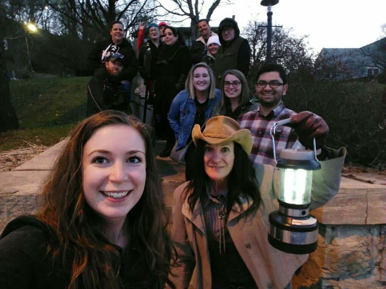 Stillwater ghost tour group of tourists