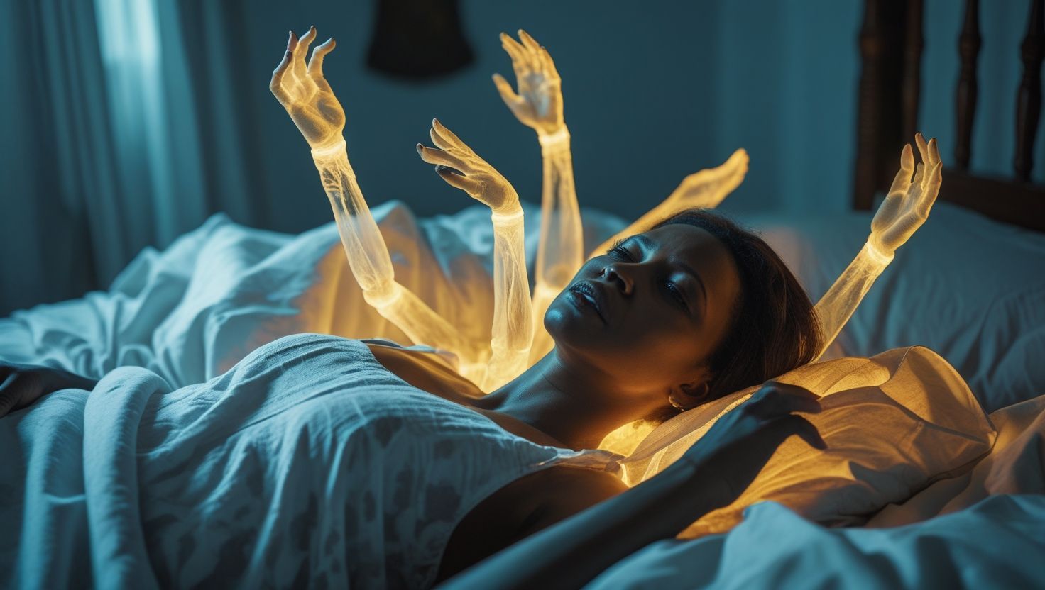 Woman experiencing glowing limbed beings trying to take her away in the Virgin Islands