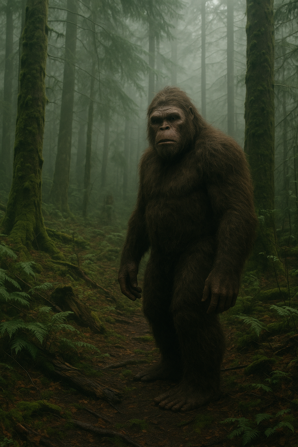 An artistic depiction of Bigfoot in Alaska
