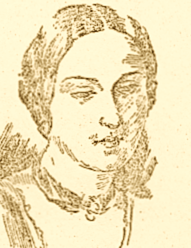 A drawing of a woman 's face with a necklace around her neck