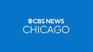 The cbs news chicago logo is on a blue background.