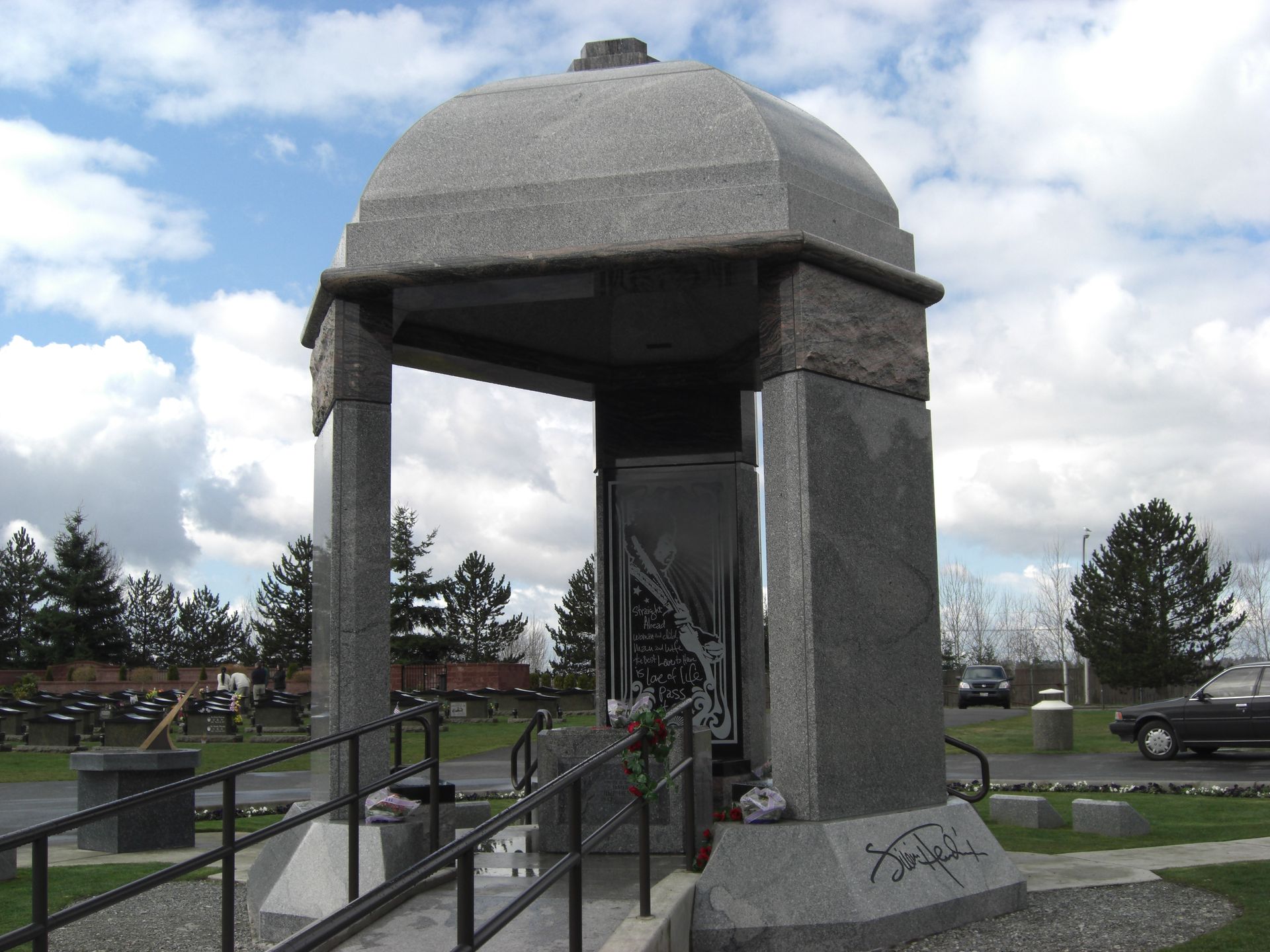 The Jimi Hendrix Memorial at Greenwood Memorial Park in Renton, Washington