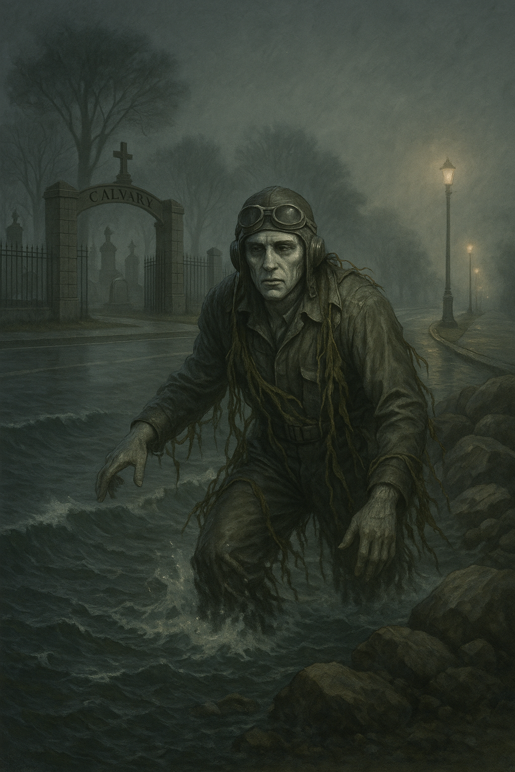 A rendition of Seaweed Charlie trying to cross Sheridan Road to Calvary Cemetery
