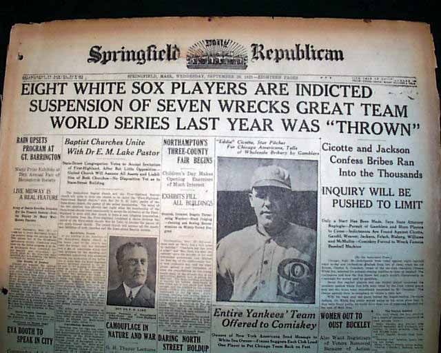 Newspaper about the trial of the Chicago Black Sox