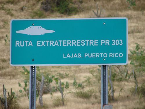 A sign that says ruta extraterrestre pr 303 lajas puerto rico