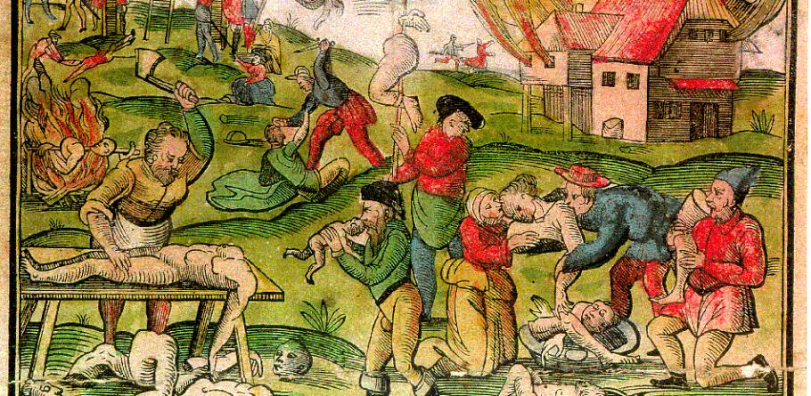 Cannibalism in Lithuania during the Livonian War in 1571 as shown on a German plate