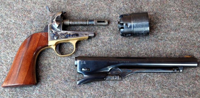 Disassembled 1862 Colt Revolver