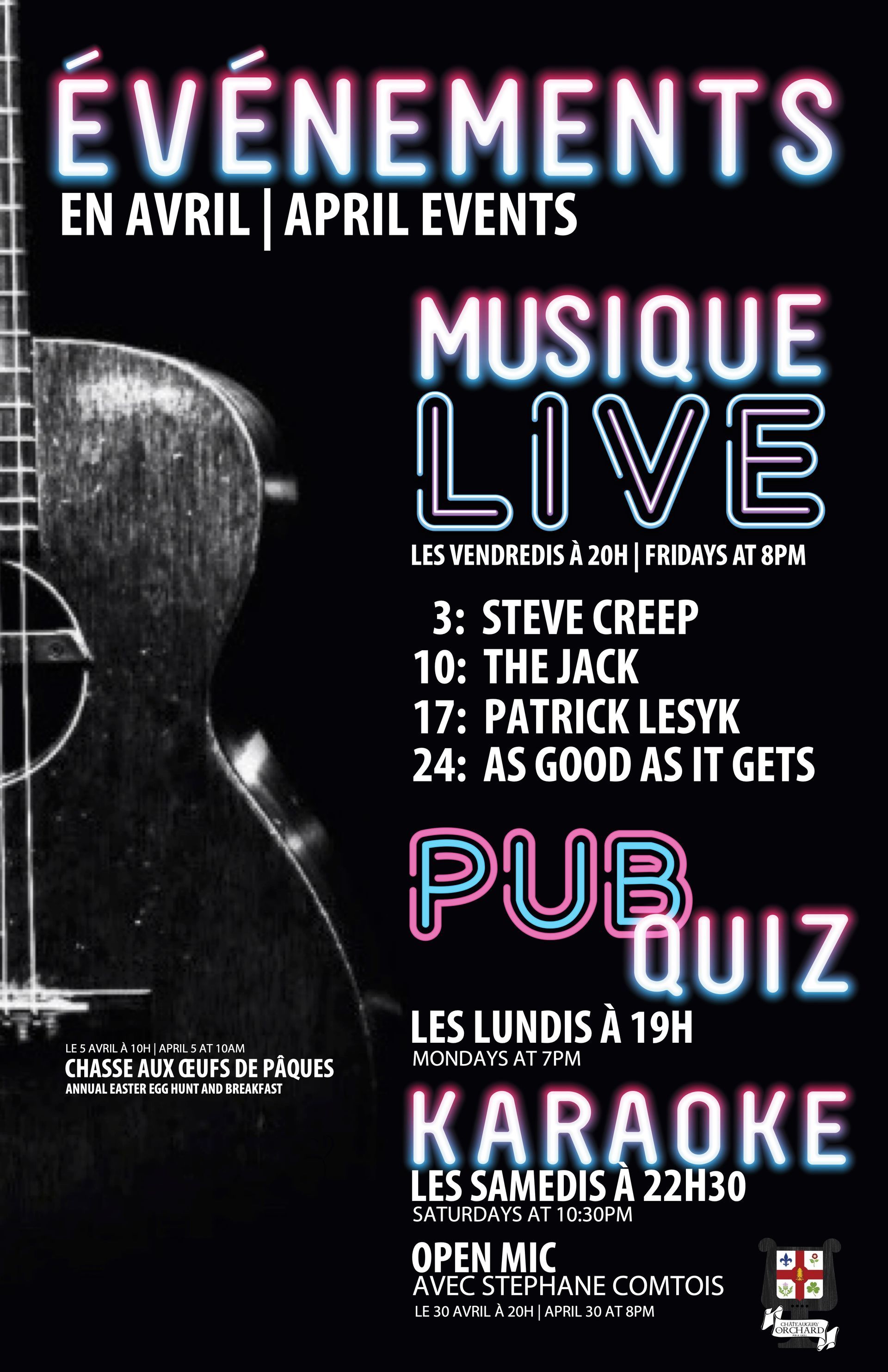 A poster for a live music event with a guitar on it