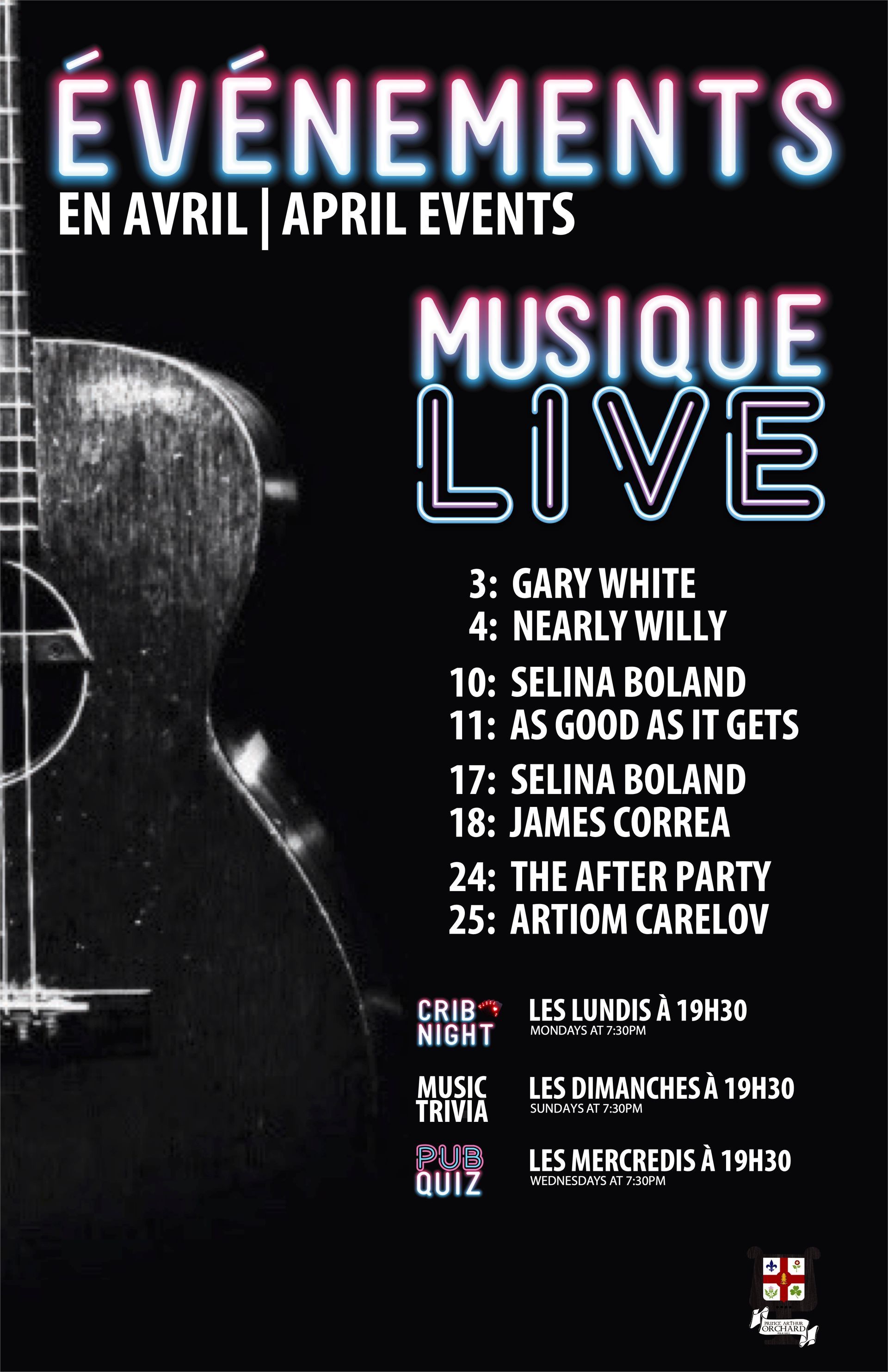 A poster for evenements en aout august events musique live