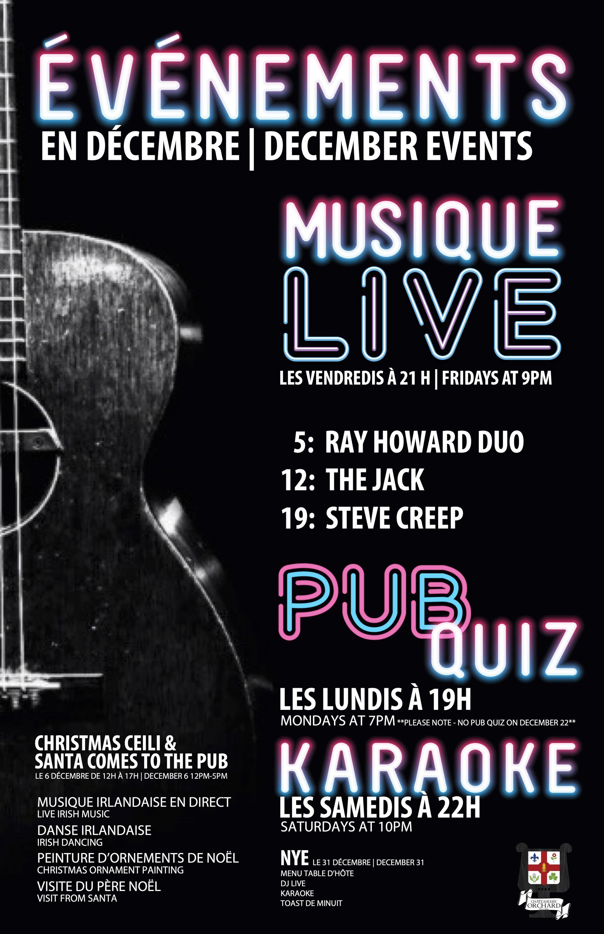A poster for a live music event with a guitar on it