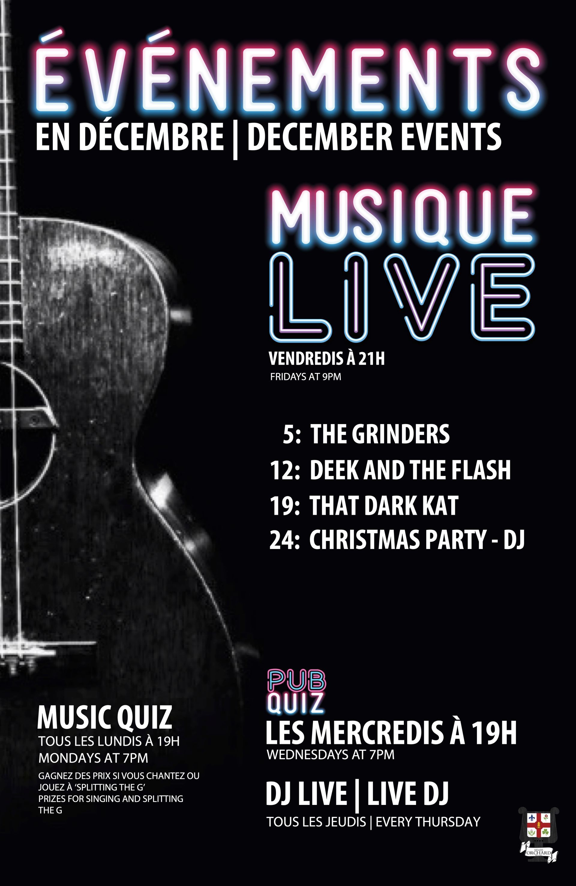 A poster for an event called evenements en aout august events musique live