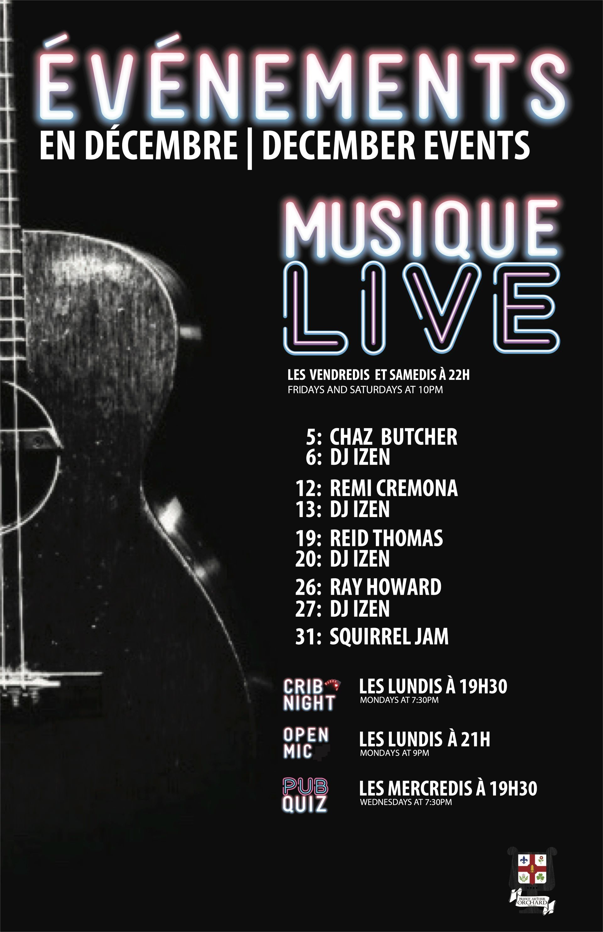 A poster for evenements en aout august events musique live