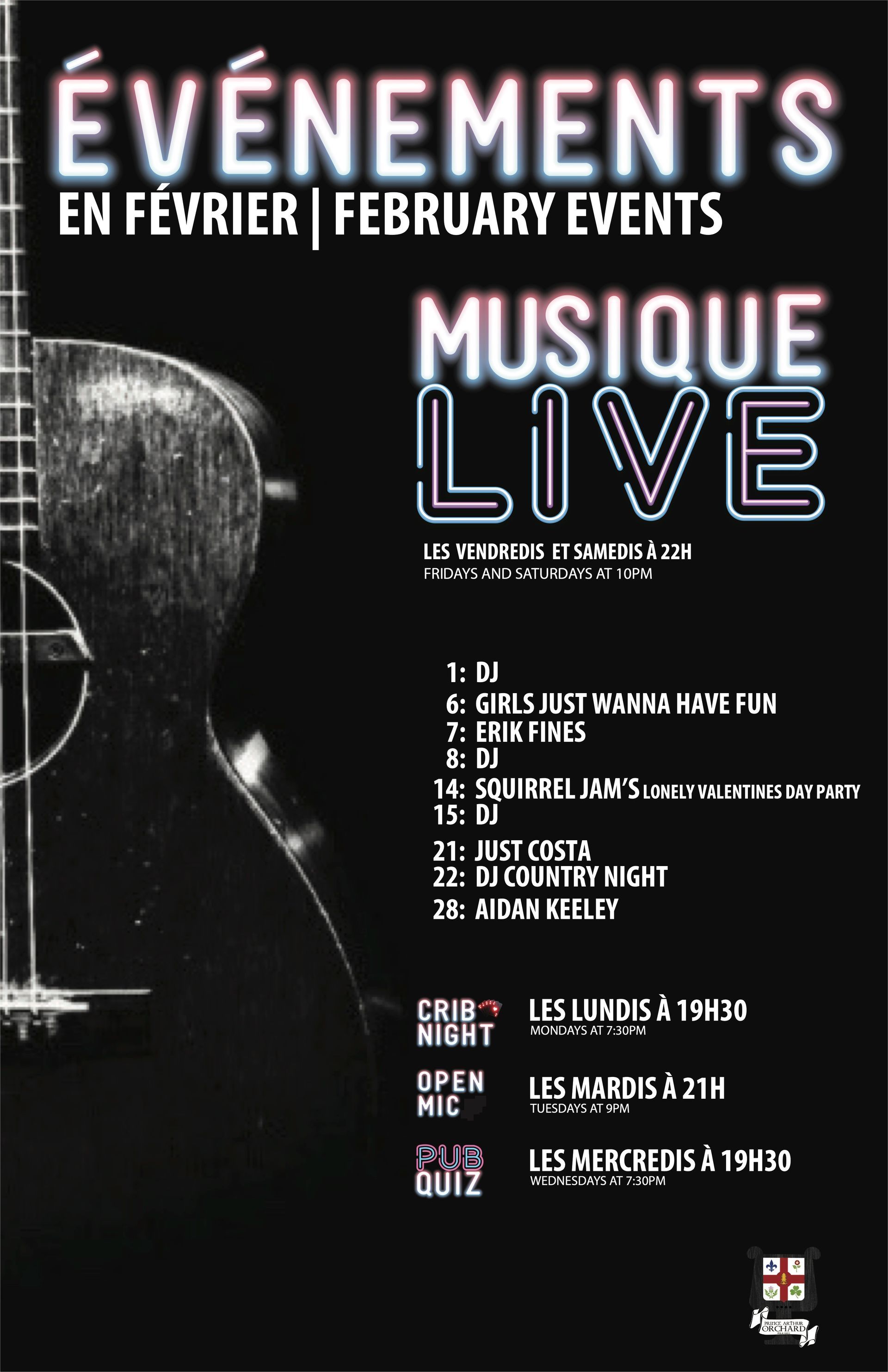 A poster for evenements en aout august events musique live