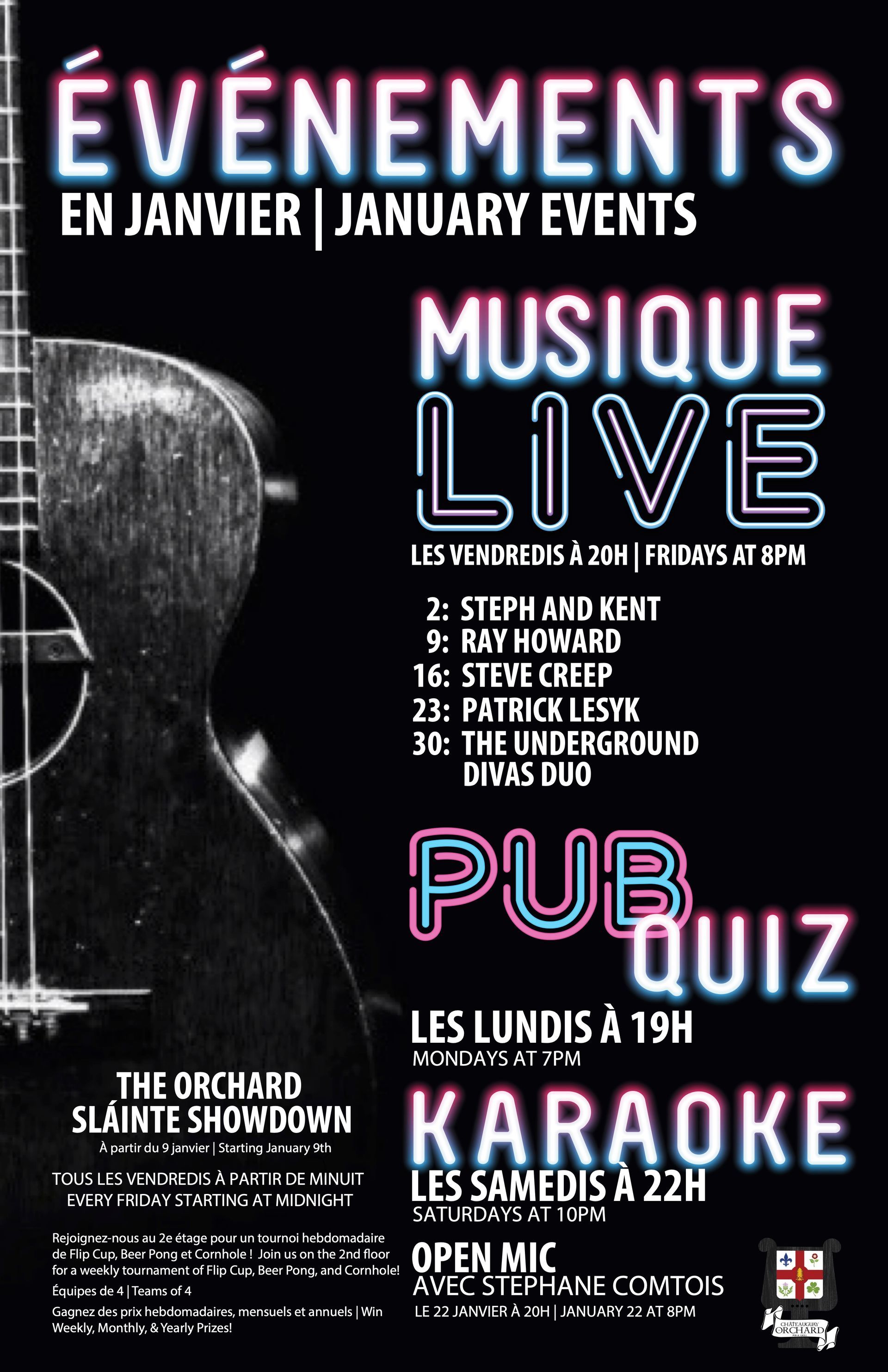 A poster for a live music event with a guitar on it
