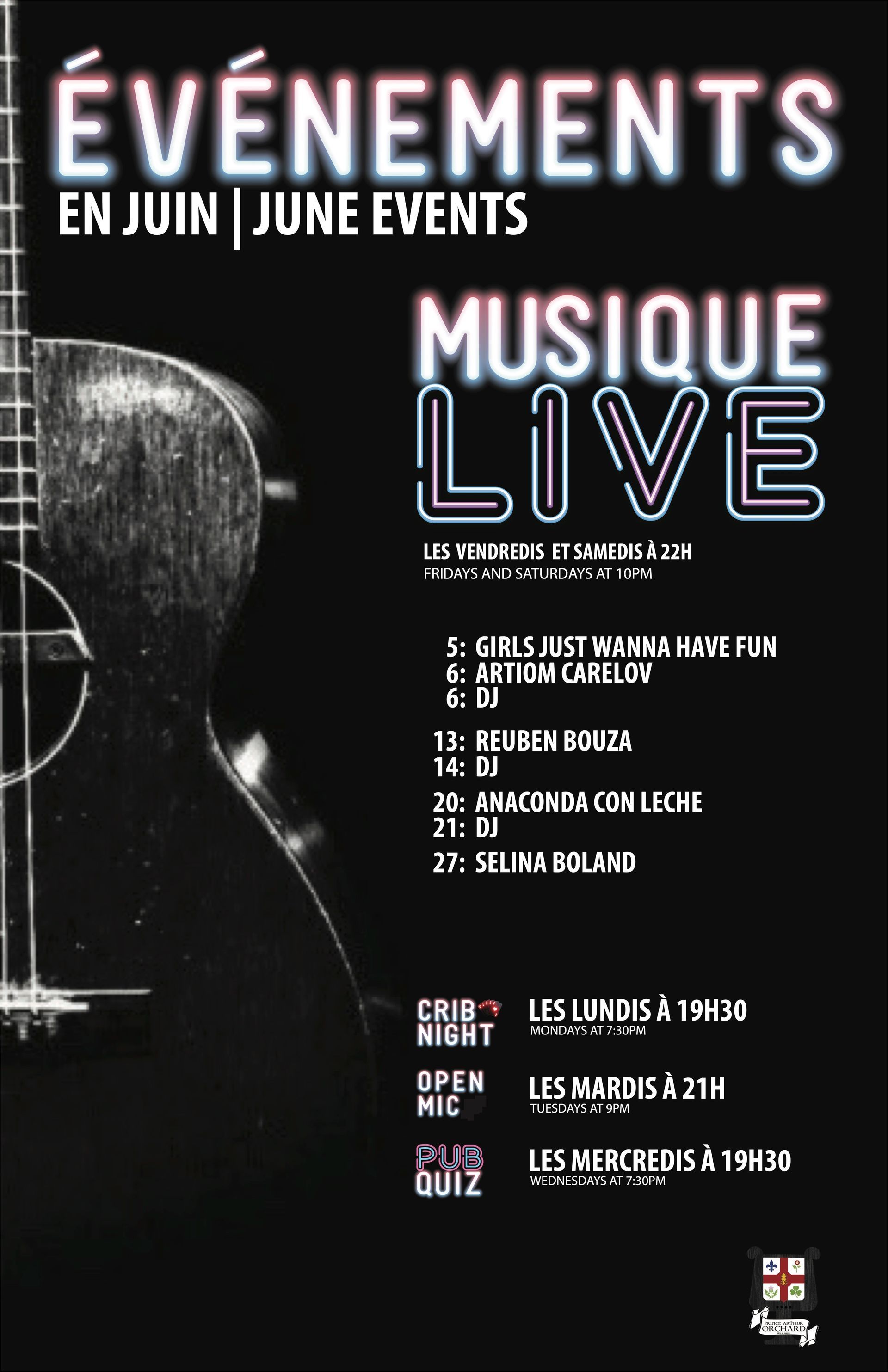 A poster for evenements en aout august events musique live