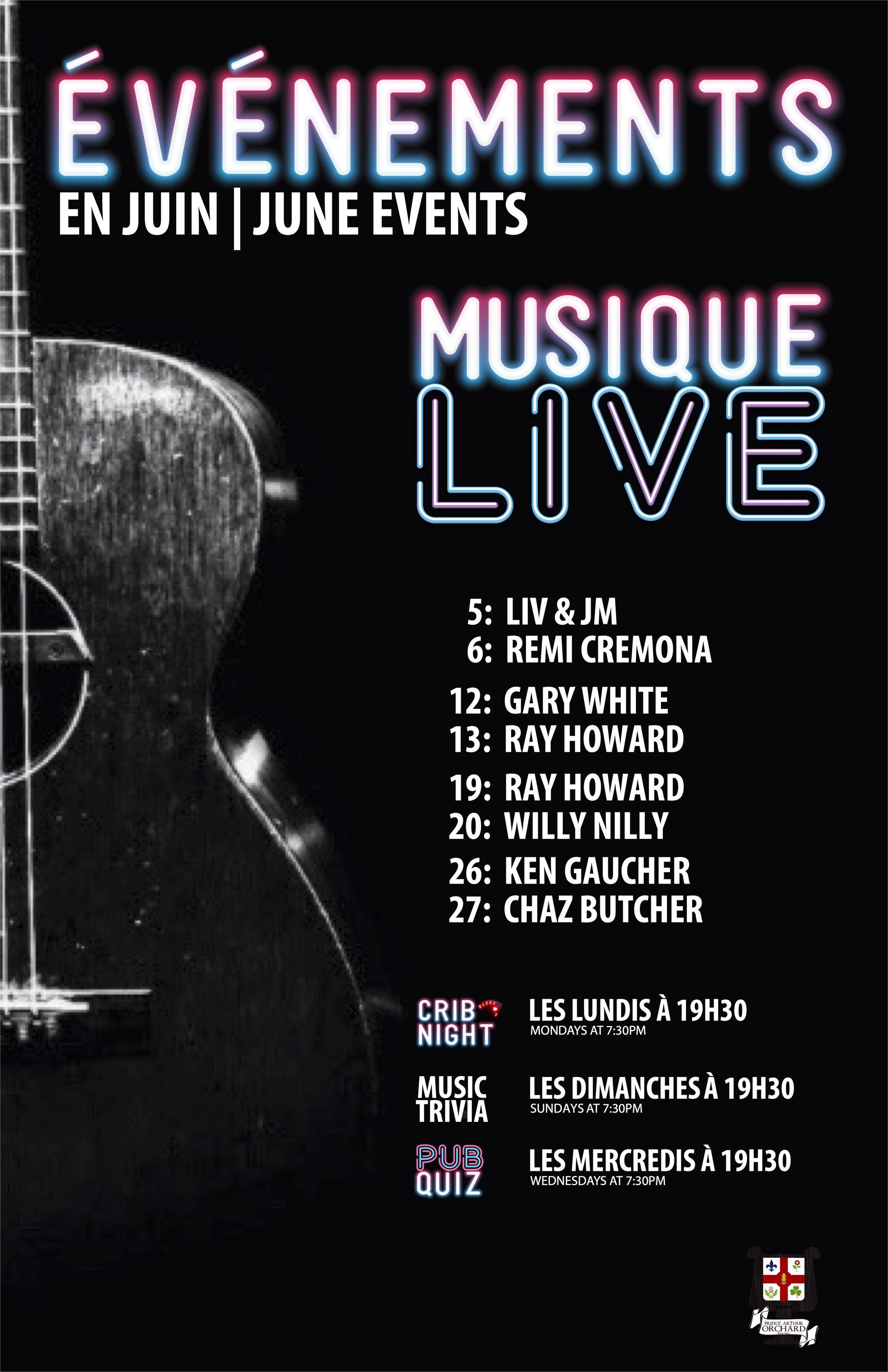 A poster for evenements en aout august events musique live