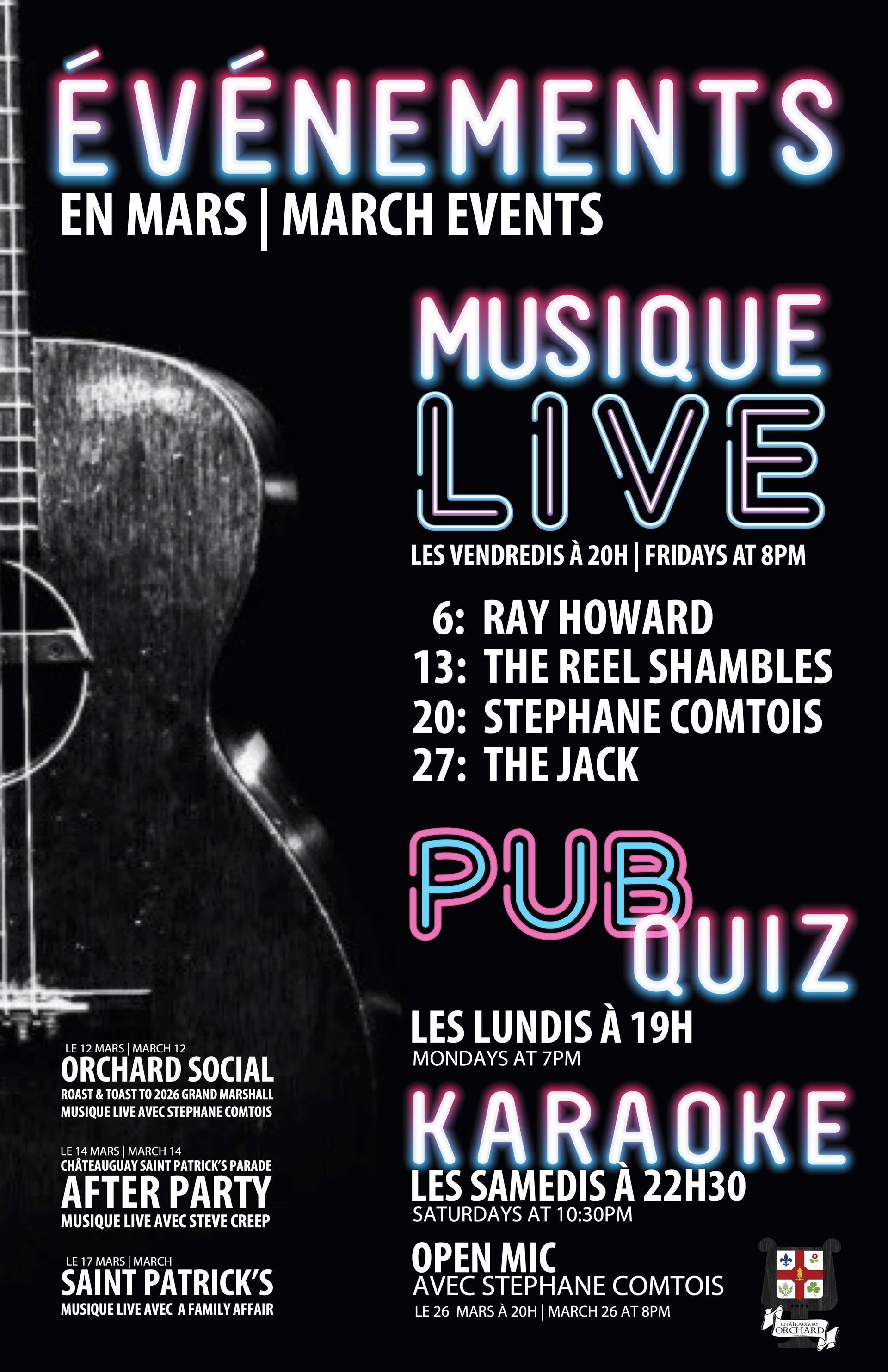 A poster for a live music event with a guitar on it