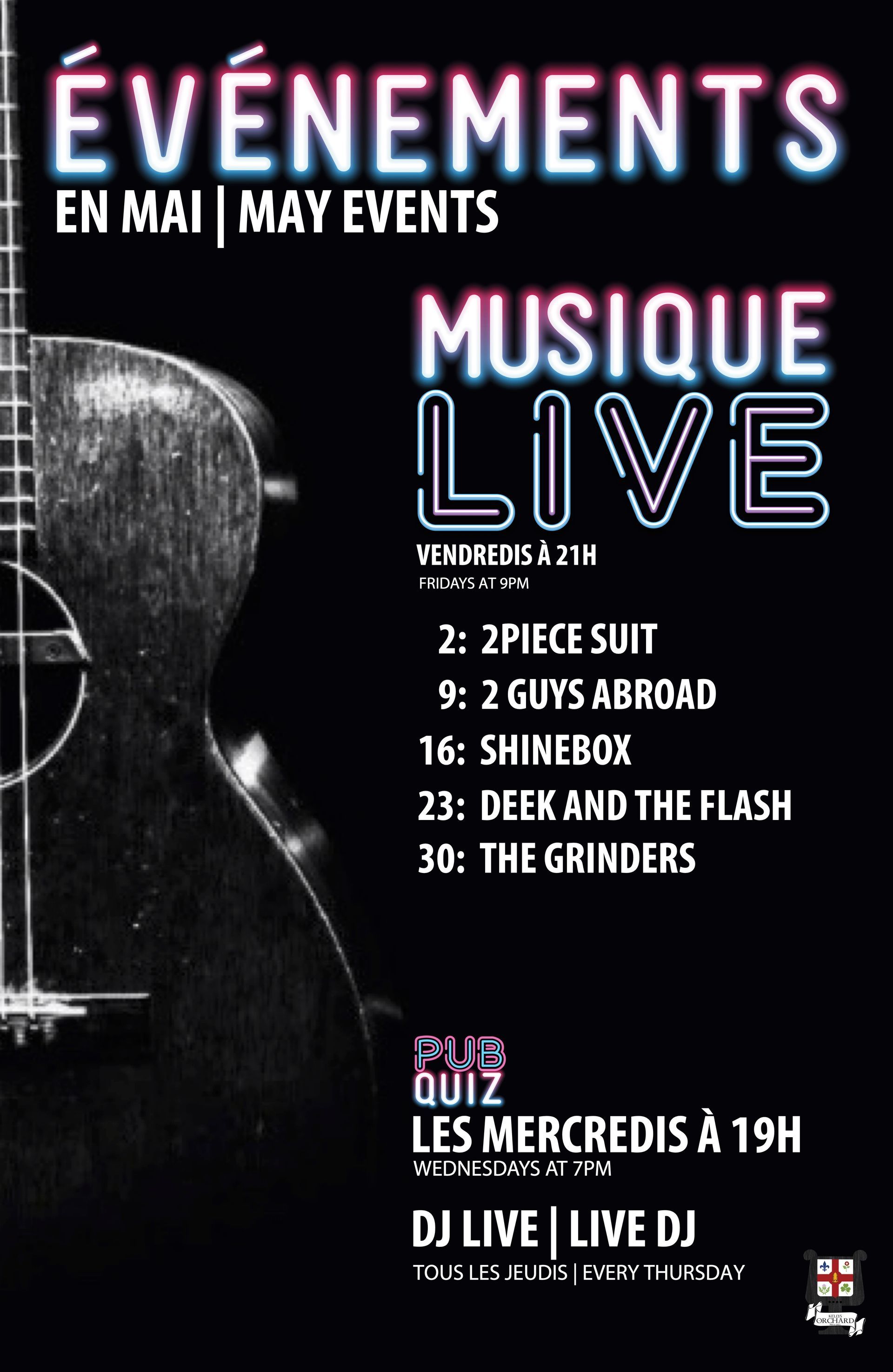 A poster for an event called evenements en juillet july events musique live
