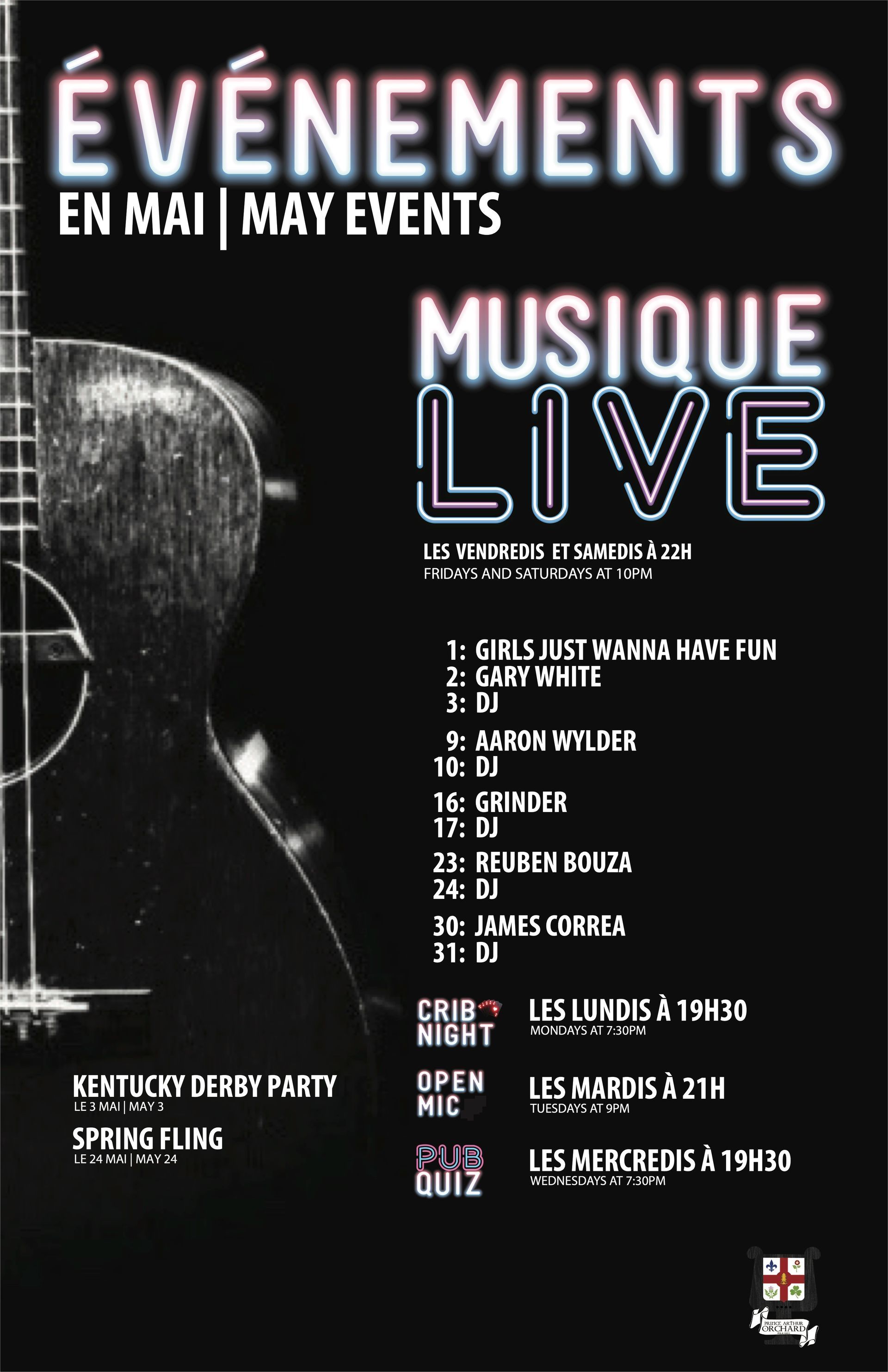 A poster for evenements en aout august events musique live