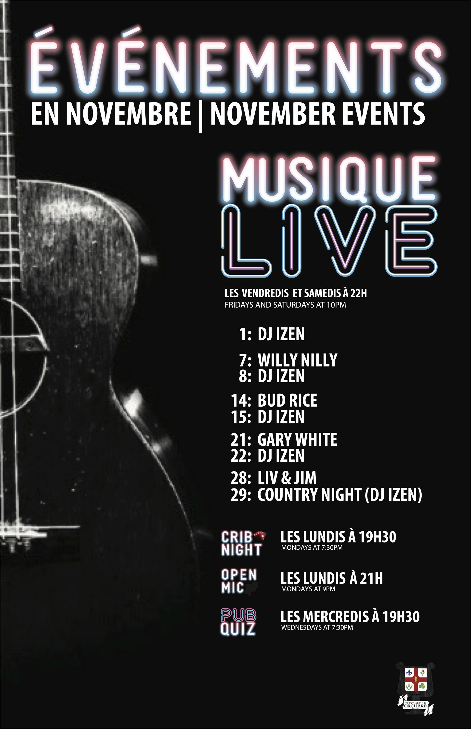 A poster for evenements en aout august events musique live