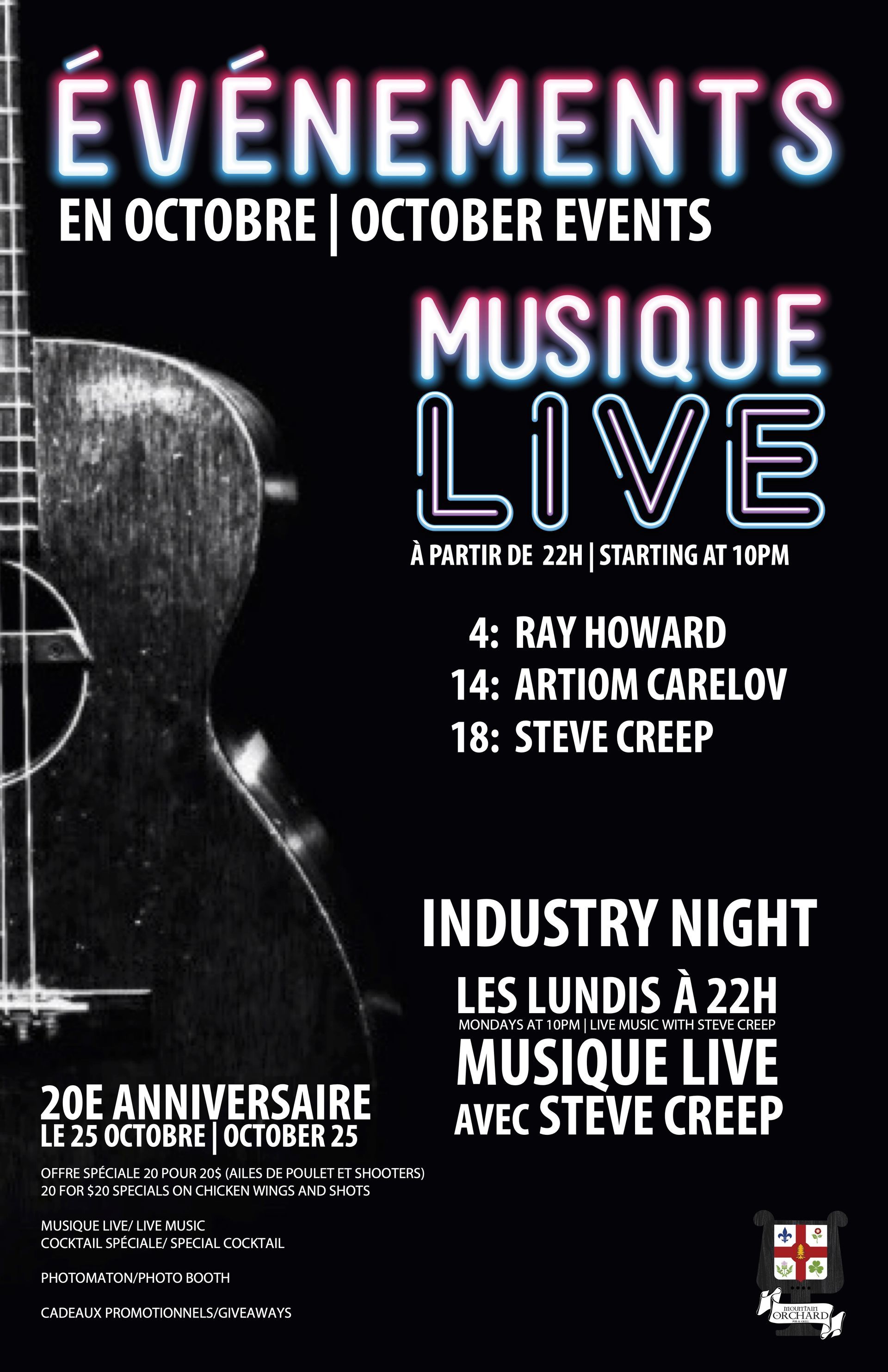 A poster for an open mic with steve creep