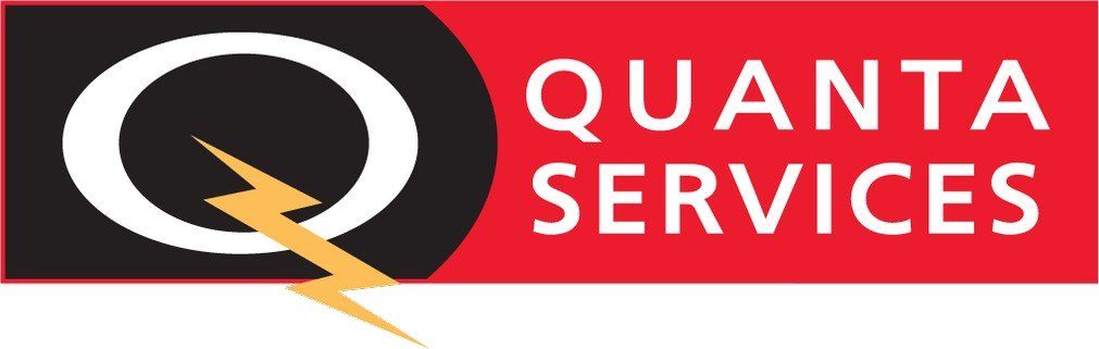 A logo for quanta services with a lightning bolt in the middle.