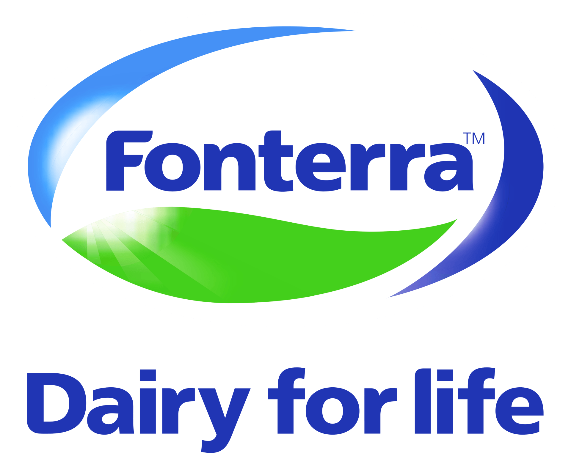 The fonterra dairy for life logo is blue and green