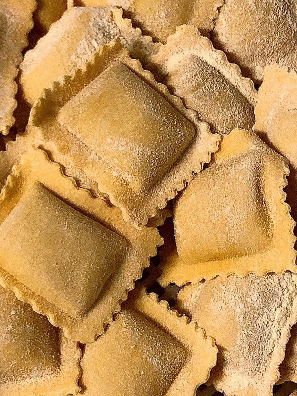 House-made raw ravioli at Mezza Luna Restaurant.