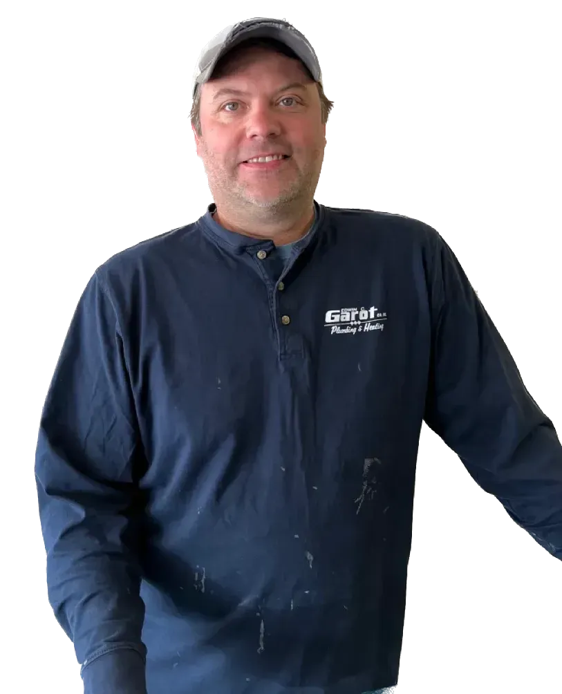 A man wearing a blue shirt with the word gant on it