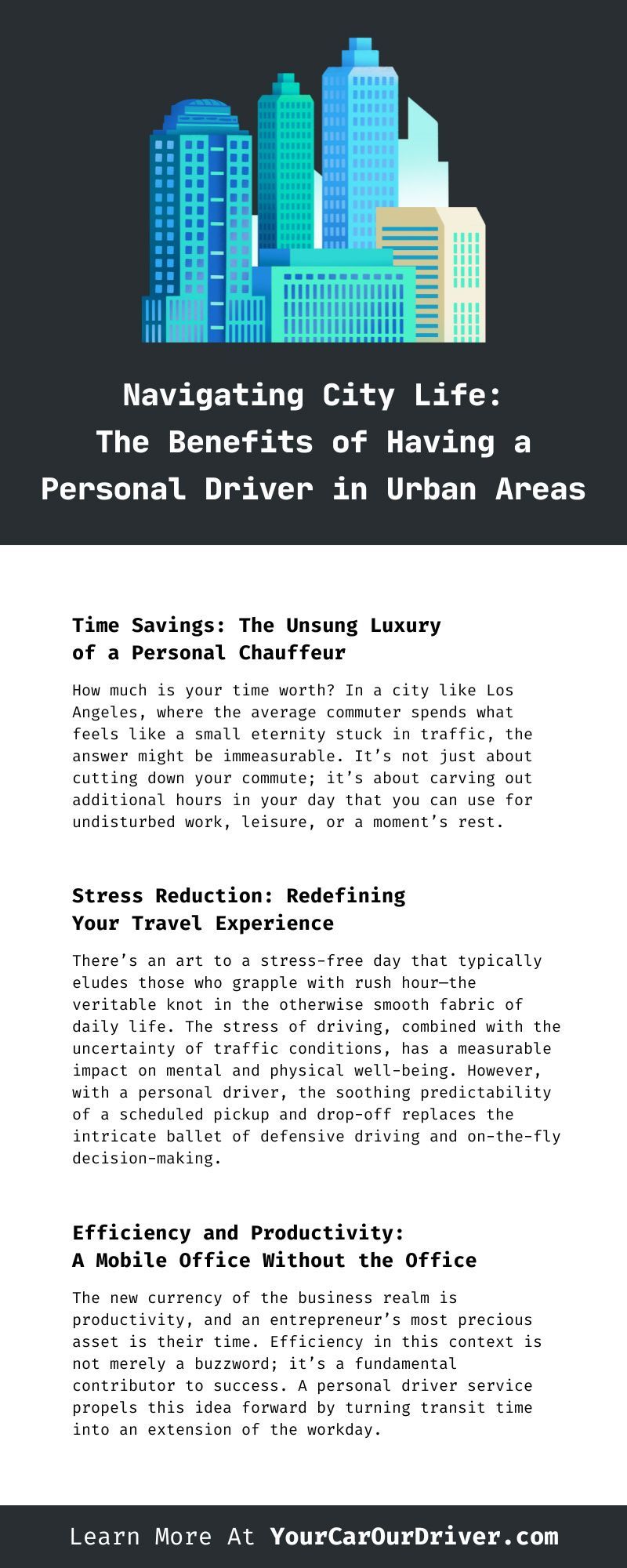 A flyer with a picture of a city skyline on it