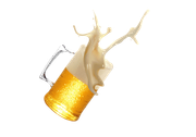 A mug of beer with foam coming out of it