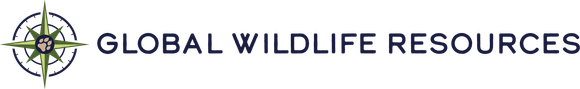 the logo for global wildlife resources shows a compass with a paw print on it .