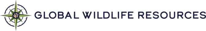the logo for global wildlife resources shows a compass with a paw print on it .