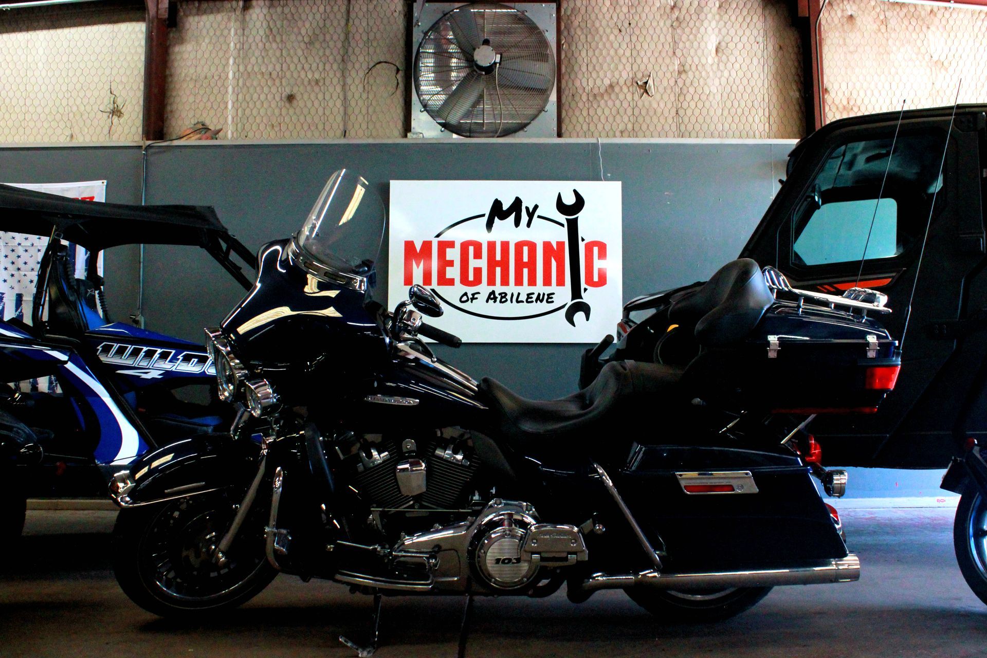 Motorcycle parked in front of a