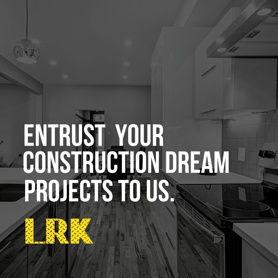 A black and white photo of a kitchen with the words