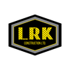 A logo for a construction company called lrk construction ltd.