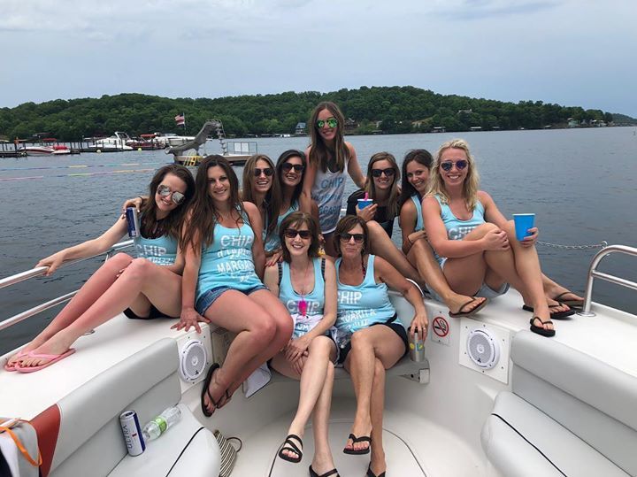 bachelorette party posing on USCG certified water taxi boat