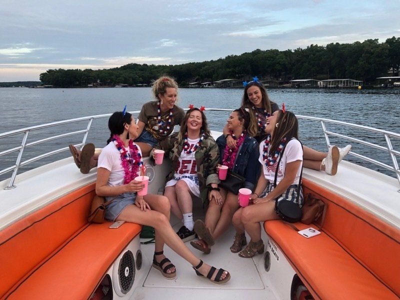 bachelorette party on charter boat at Lake of the Ozarks on 4th of July