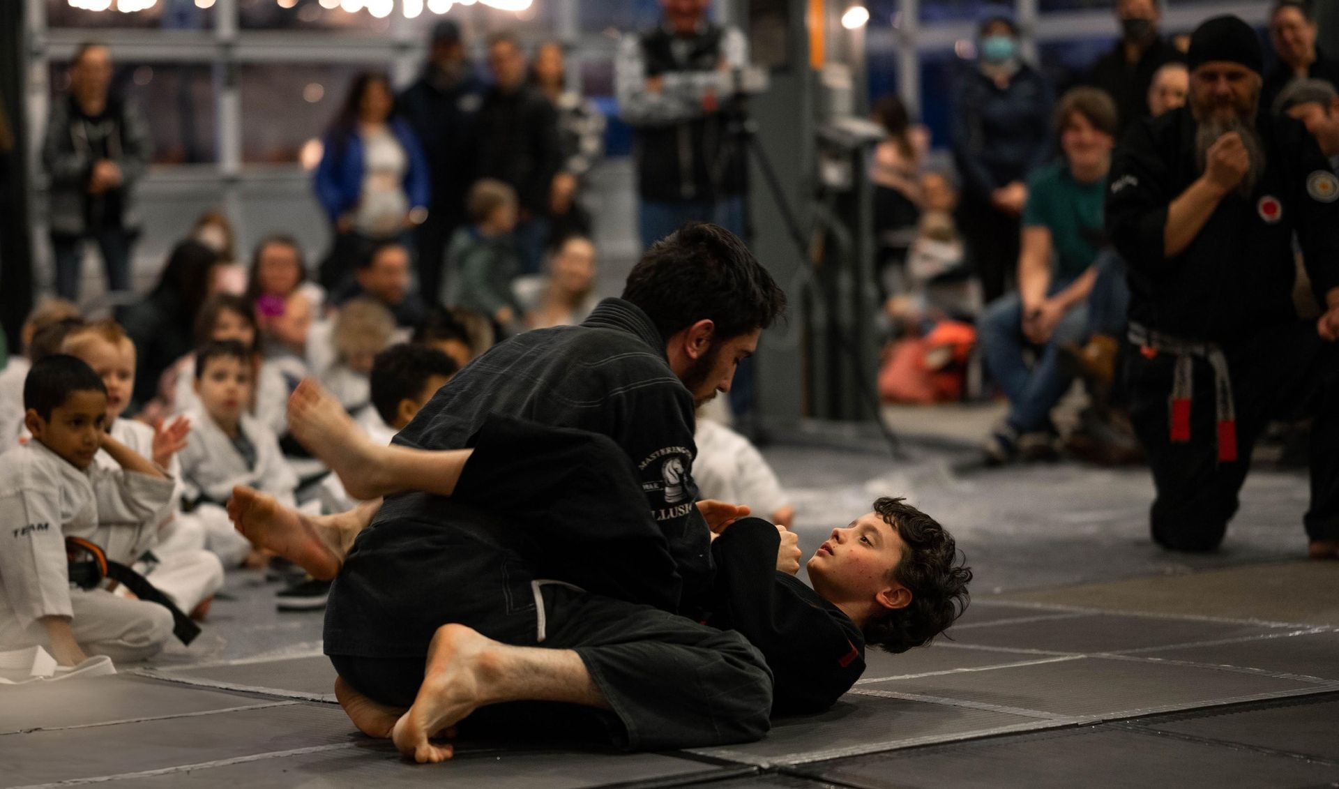 students participating in a self-defense drill