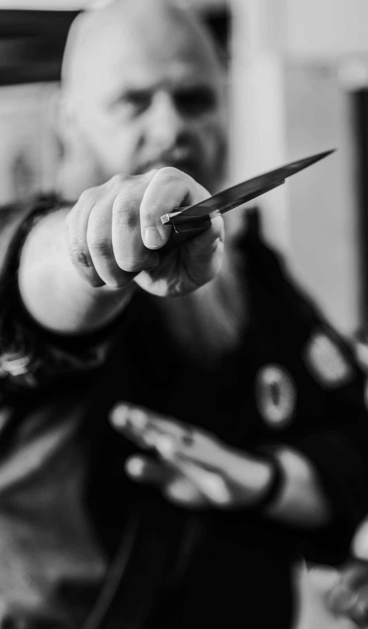 self-defense class instructor in a pose