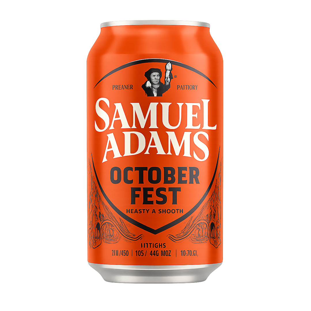Orange Samuel Adams Octoberfest beer can.