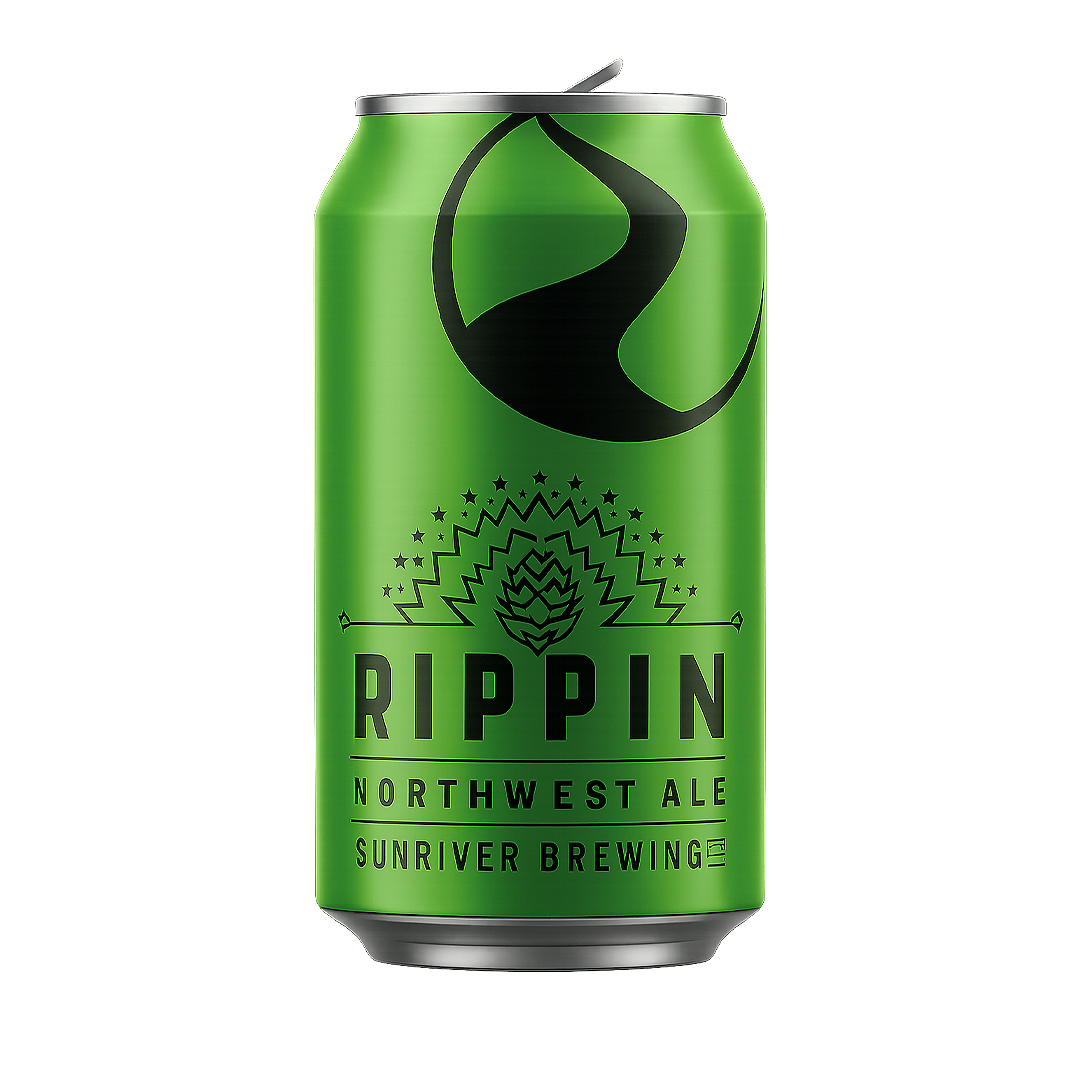 Green beer can labeled 