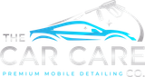 Logo: A blue car being pressure washed with silver text, "The Car Care" and "Premium Mobile Detailing Co."