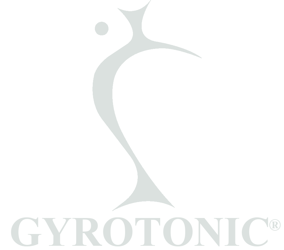 A gyrotonic logo with a bird on a white background.