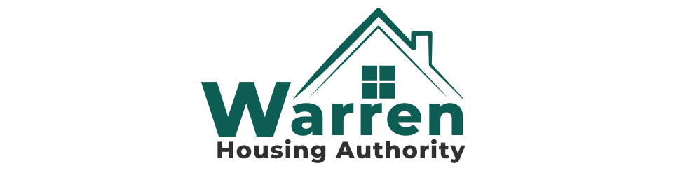 Warren Housing Authority logo with green house roof icon and text