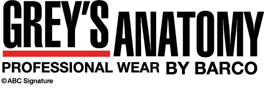The logo for grey 's anatomy professional wear by barco