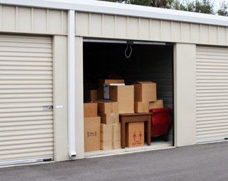 storage unit with boxes