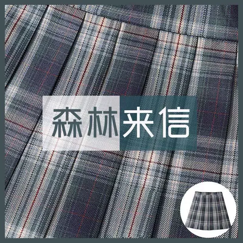 帶有中文字的格子裙的特寫