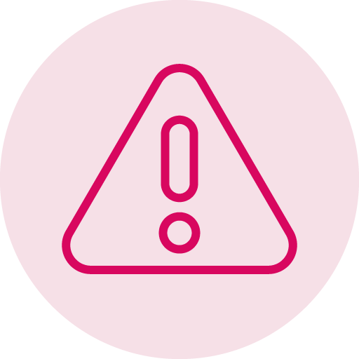 An exclamation point in a triangle on a pink background